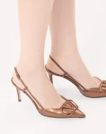 Valentino Vlogo Signature Slingback Pump In Laminated Nappa Leather 80Mm - Image 7